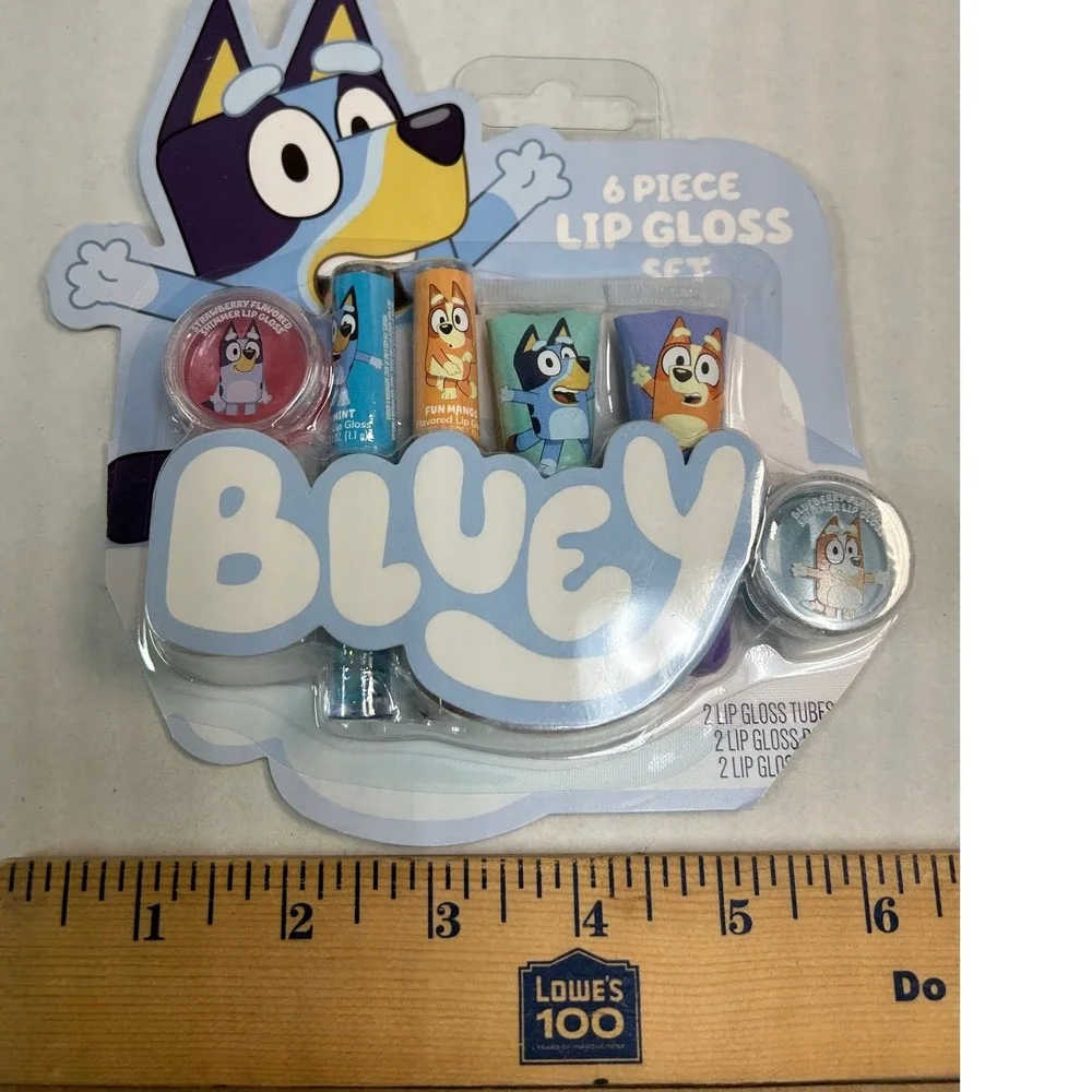 LOT 2 Bluey 6 Piece Lip Gloss Set Flavored Shimmer Pots & Tubes Taste Beauty NEW